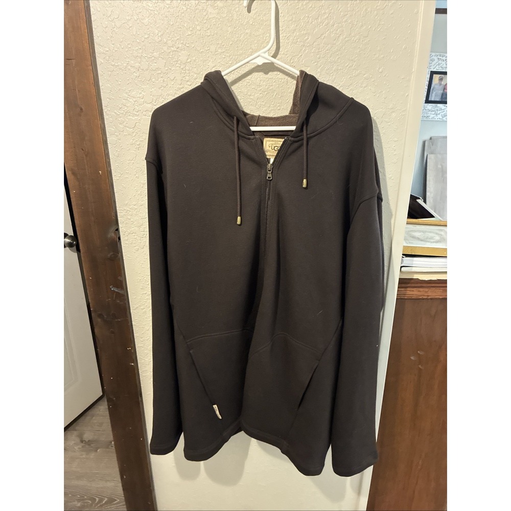 Ugg Australia Hoodie Mens XL Brown Full Zip Fleece Lined Sweatshirt Comfort